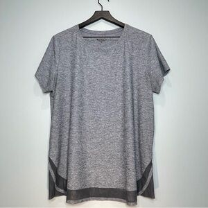 ATHLETA Women's Tank Top Heather Gray Mesh Hem Short Sleeve Stretch Size X-Large